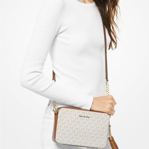 Michael Kors Ginny Medium Logo Crossbody Bag in Natural